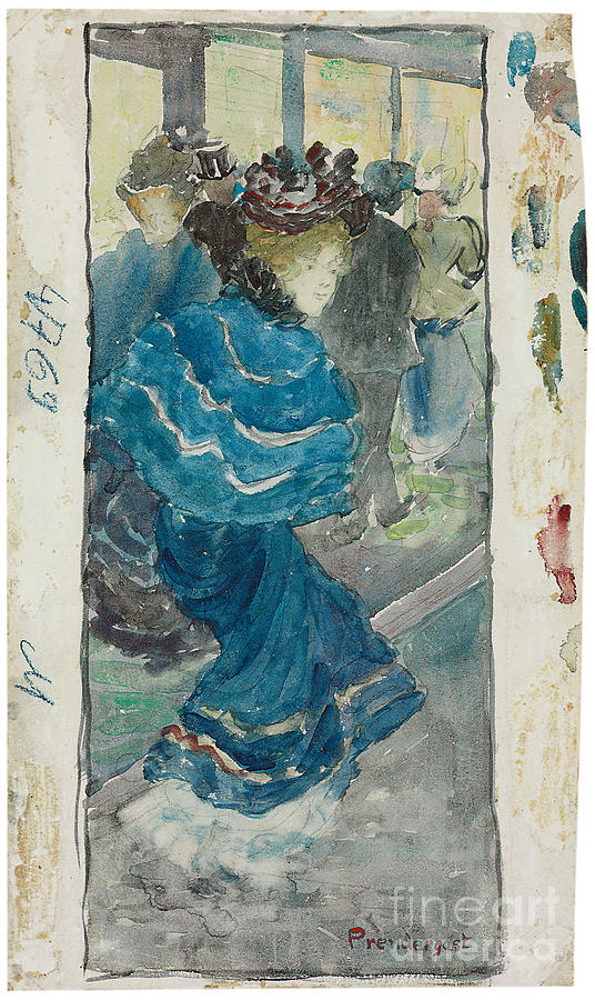 Elegant Woman In A Blue Dress C Painting By Maurice Brazil Prendergast Fine Art America