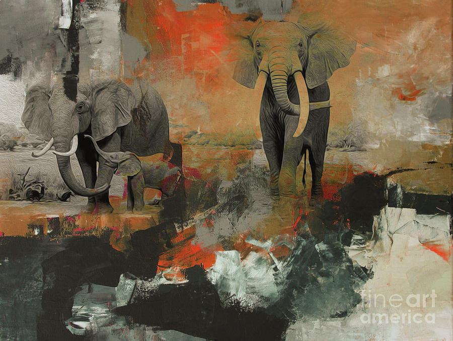 Elephant art 54 Painting by Gull G
