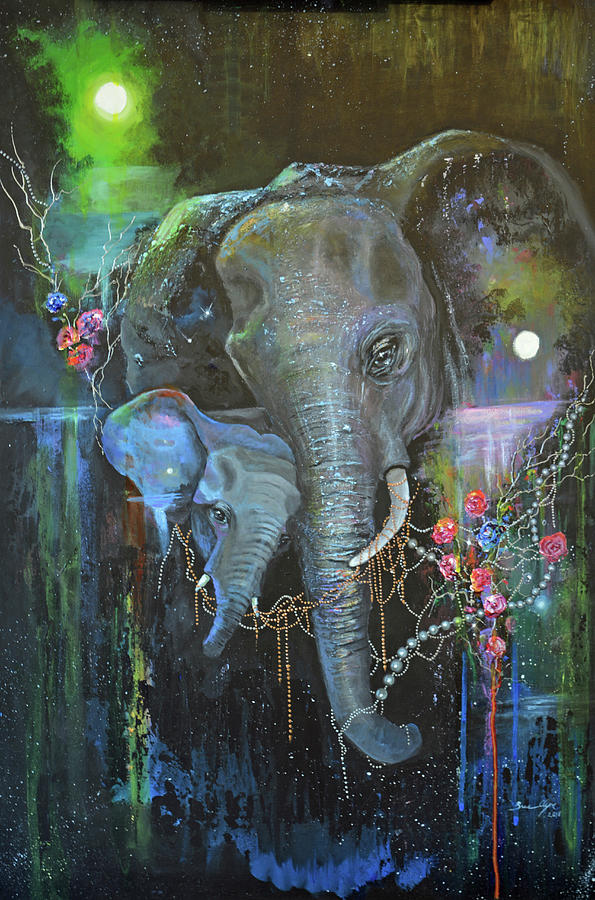 Fantasy Painting - Elephant Bond by Sue Clyne