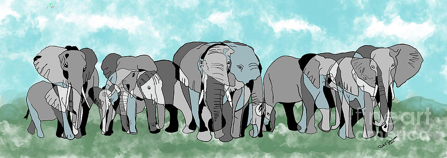Elephant Family Abstract II Digital Art