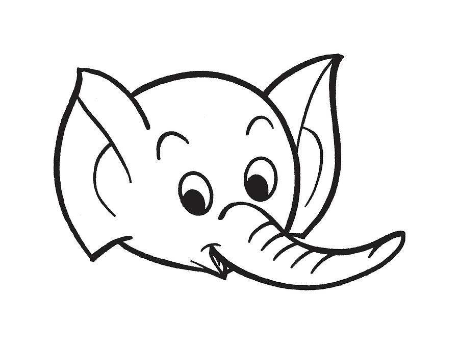 how to draw a cartoon elephant head
