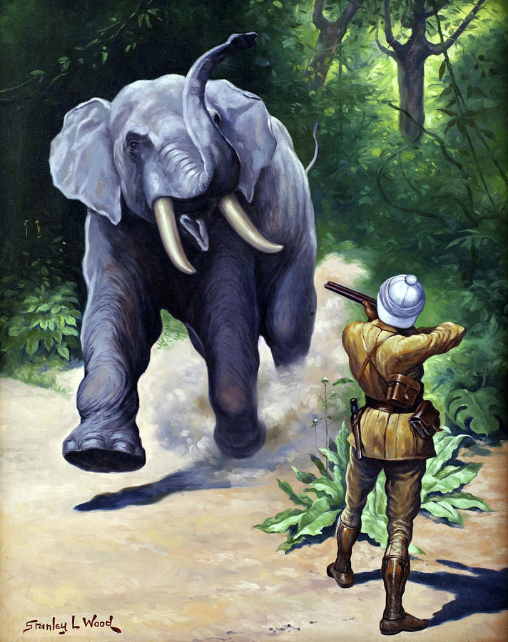 Elephant Hunter Painting by Stanlery Wood