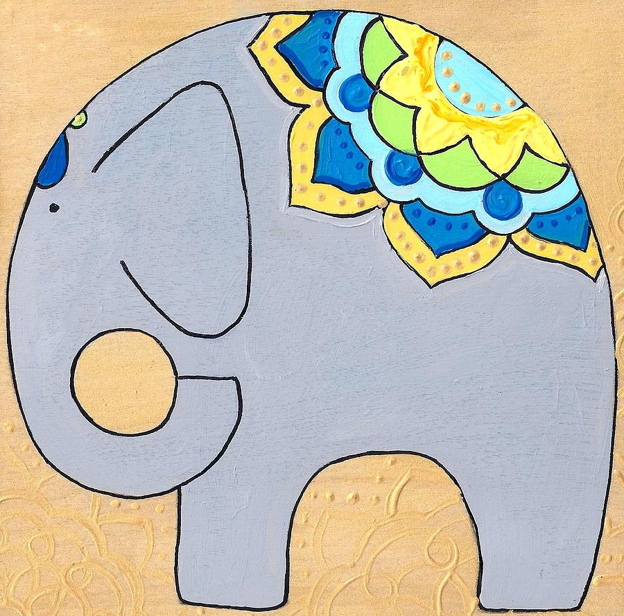 Caroline Painting - Elephant on gold by Caroline Sainis Caroline Painting - Elephant on gold by Caroline Sainis