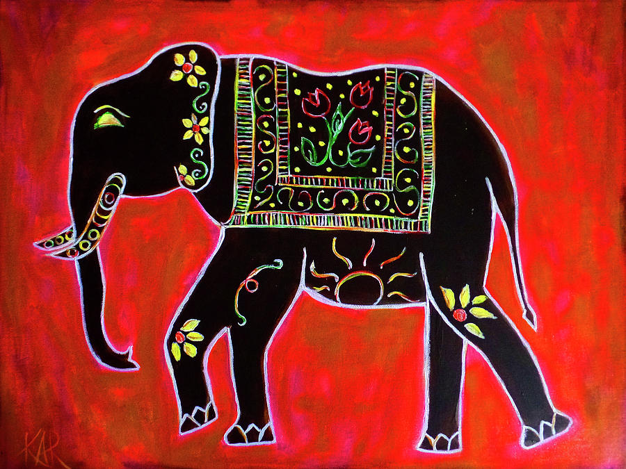 Elephant Painting - Elephant on Parade by Art by Kar