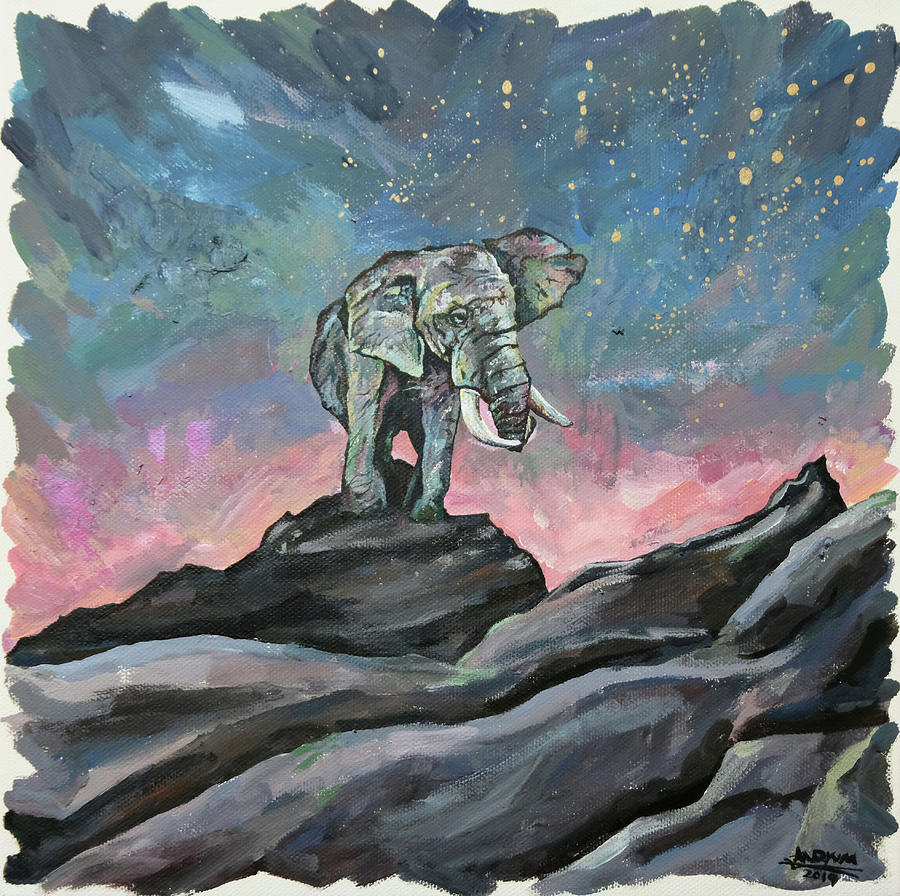 Elephant On Rock Painting By Ana Kim Pixels   Elephant On Rock Ana Kim 