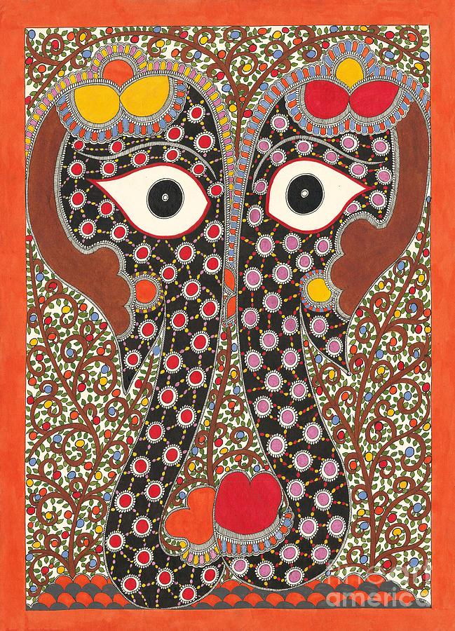 Unique Painting - Elephant pair-Madhubani paintings by Mithila Crafts
