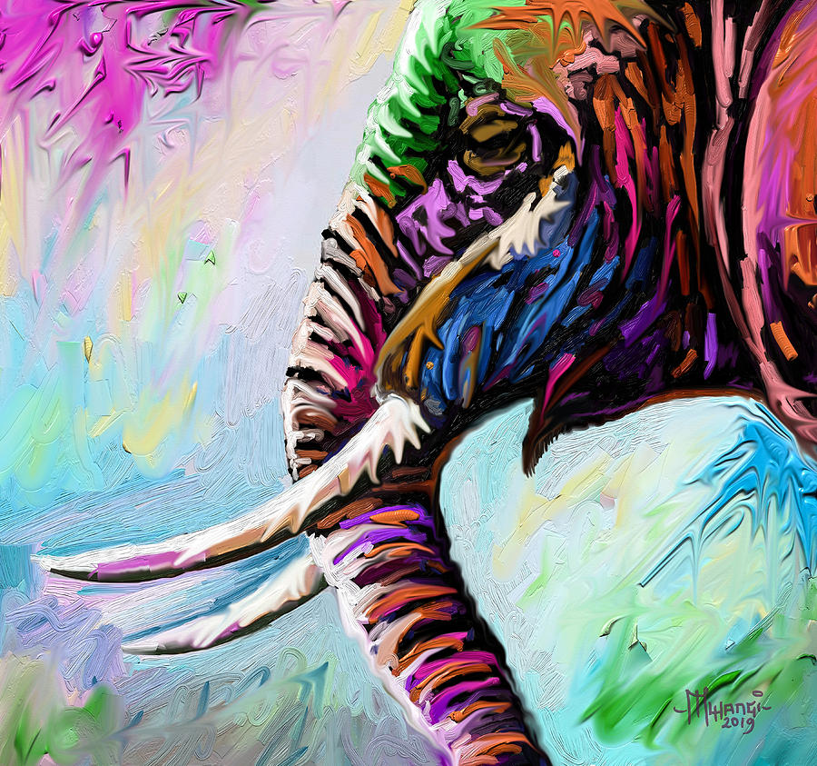 Elephant Profile Painting by Anthony Mwangi