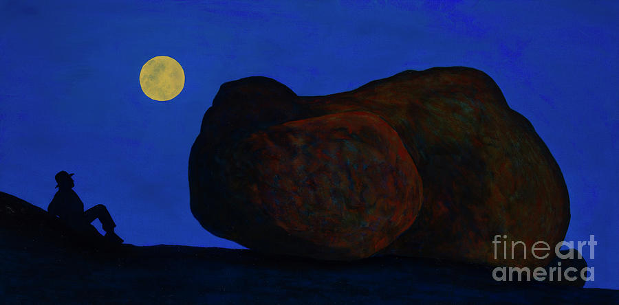 Elephant Rocks, Full Moon Rising Painting by Garry McMichael