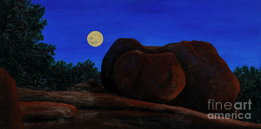 Elephant Rocks Moonrise Painting by Garry McMichael
