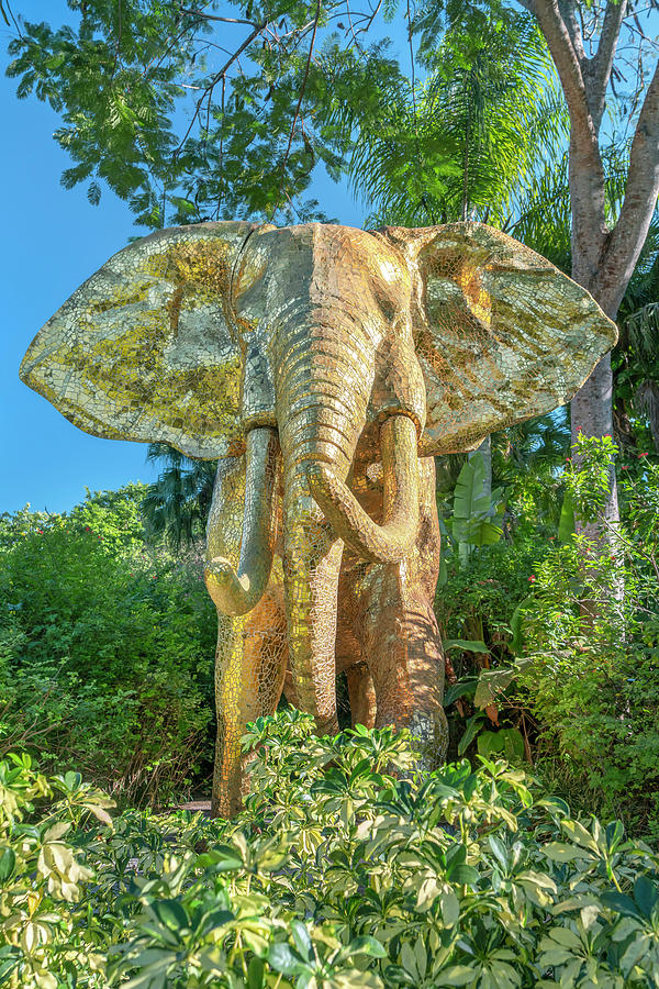 Elephant Statue, Miami Zoo, Fl Digital Art by Laura Zeid