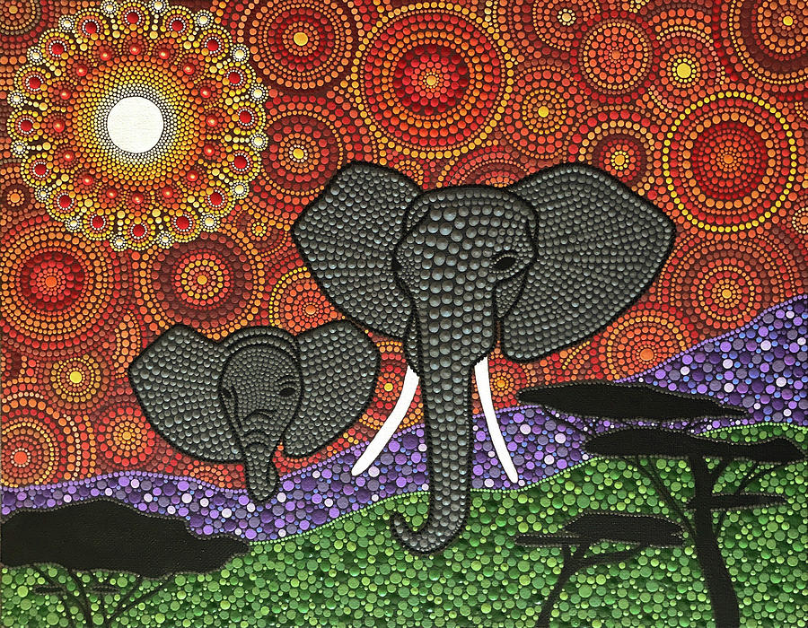 Aboriginal Dot Art Painting of an Elephant · Creative Fabrica