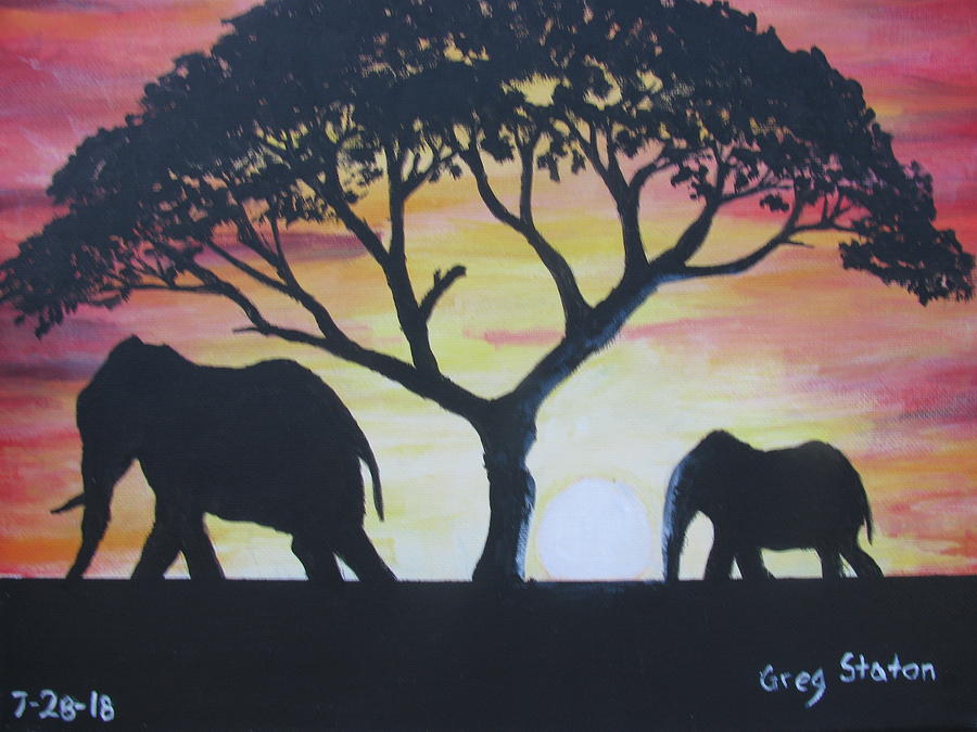 Elephant Walk Painting by Gregory Staton - Fine Art America