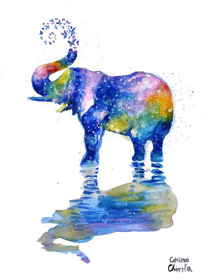 Elephant watercolor painting by Chirila Corina