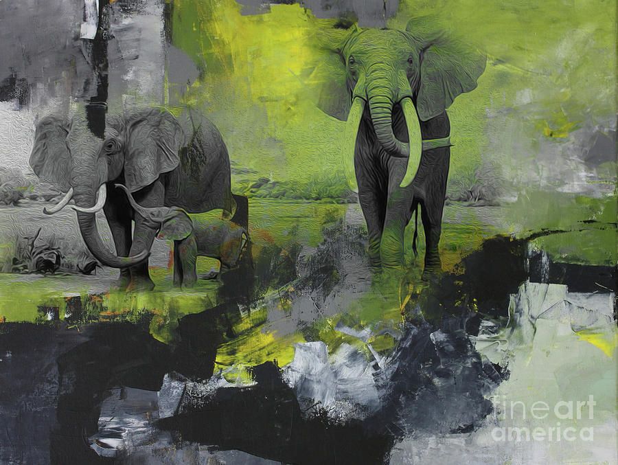 Animal Painting - Elephants 98 by Gull G