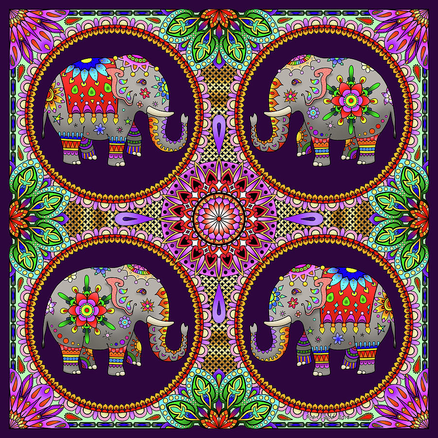 Elephant Painting - Elephants by Aron Gadd