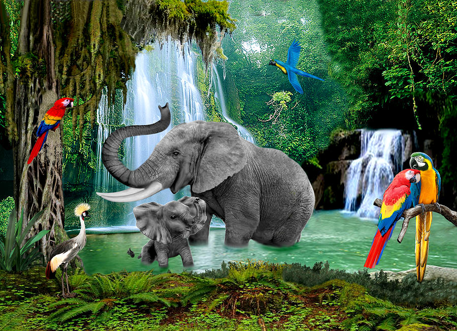 Elephants of the Rain Forest Digital Art by Glenn Holbrook