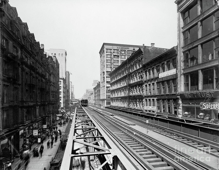 Elevated Tracks Near Adams Street Station, Chicago, Illinois, Usa, 1900 Photograph by Barnes And Crosby