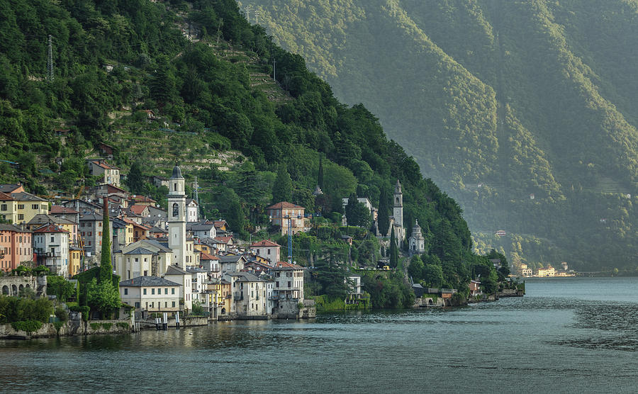 Elevated View Of Brienno Village On Lake Como, Italy Digital Art by ...