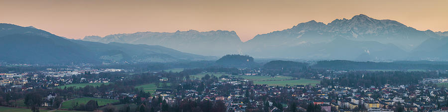 Elevated View Of City With German Alps Photograph by Panoramic Images