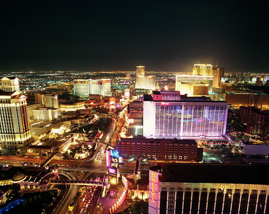 Elevated View Over Las Vegas At Night Photograph by Gary Yeowell