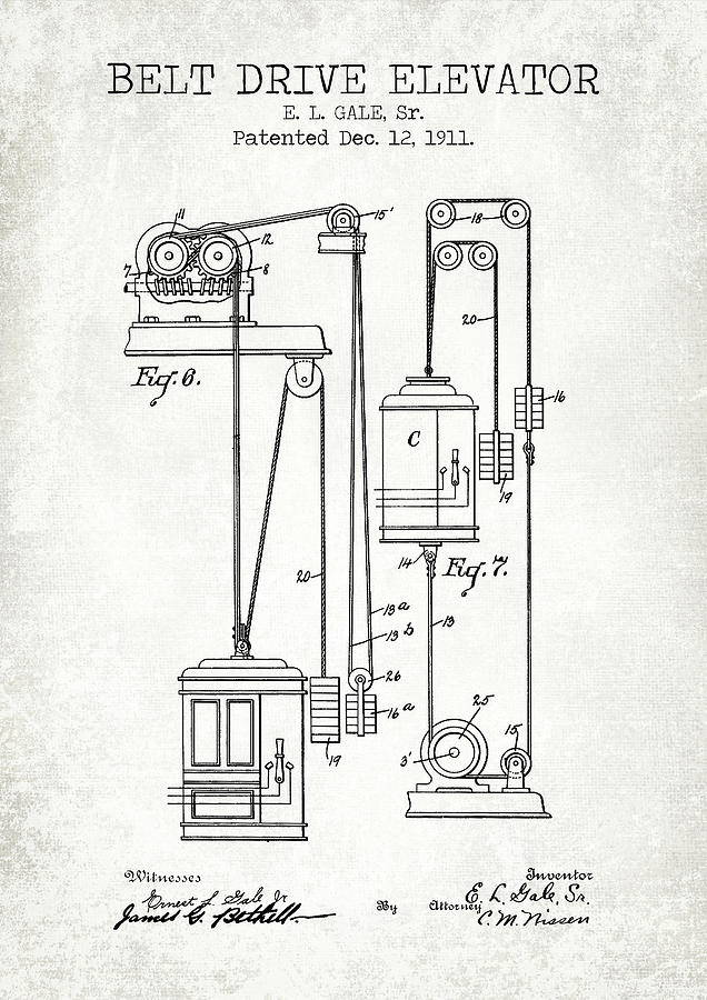 ELEVATOR old patent Digital Art by Dennson Creative - Pixels