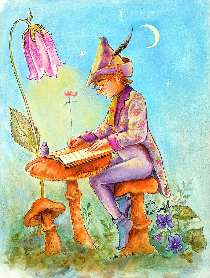 Fairy Painting - Elf Scribe by Judy Mastrangelo