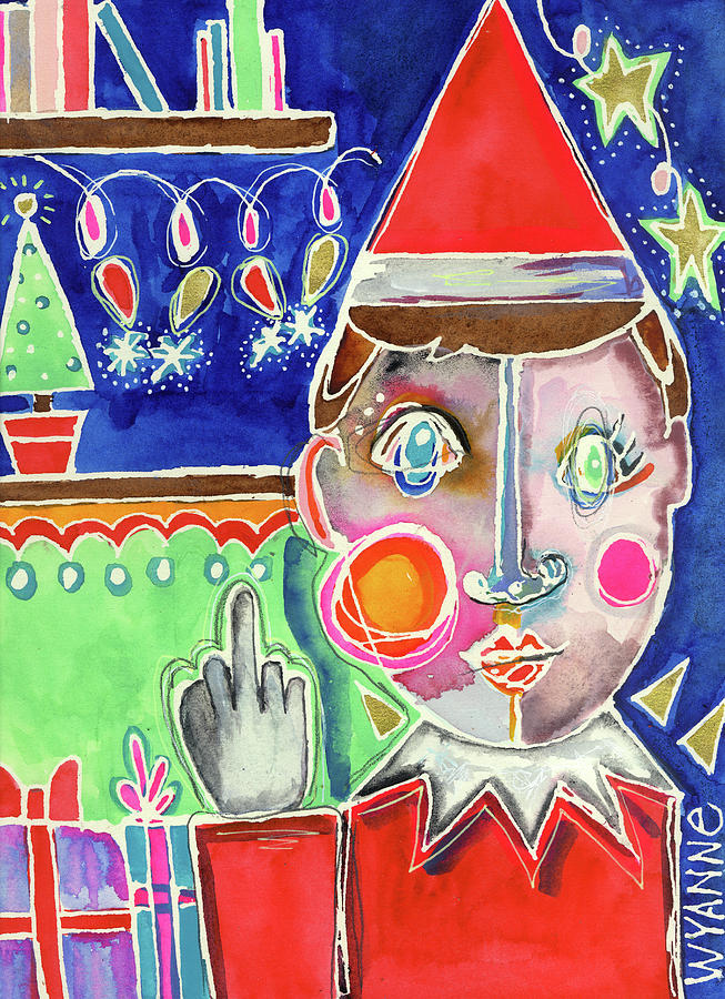 Christmas Painting - Elf The Shelf by Wyanne