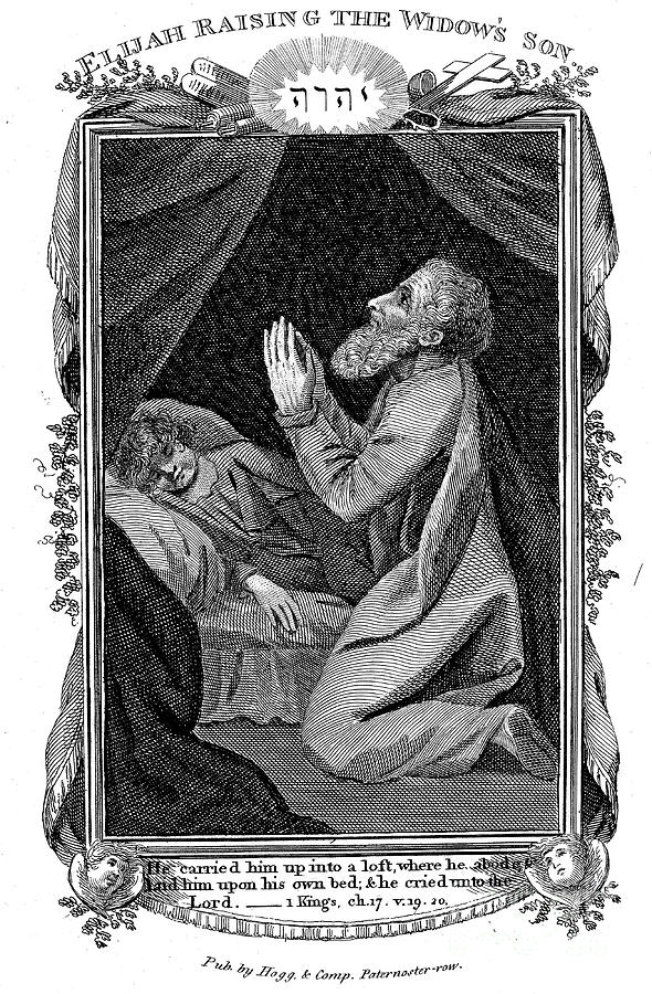 Elijah Raising The Widows Son, C1808 Drawing by Print Collector