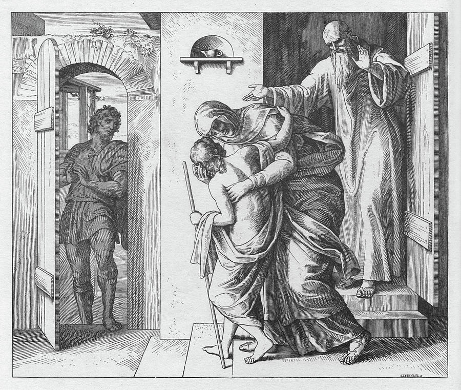 Elishah resurrects the Shunammite's son, 2 Kings Painting by New