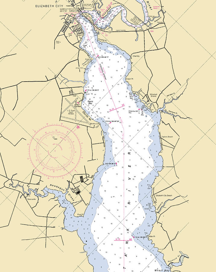 Elizabeth City-north Carolina Nautical Chart Mixed Media by Sea Koast ...