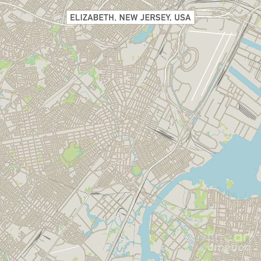 Elizabeth New Jersey Us City Street Map Frank Ramspott 