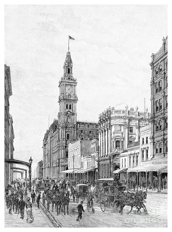 Elizabeth Street, Melbourne, Victoria Drawing by Print Collector