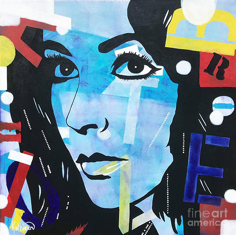 Elizabeth TAYLOR Romance, Pop Art Portrait Acrylic Painting by Kathleen Artist Painting by Kathleen Artist PRO