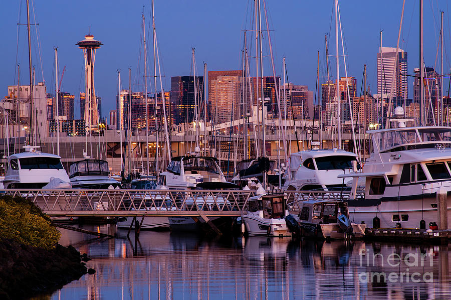 Elliott Bay Marina with Seattle Skyline Photograph by Jim Corwin