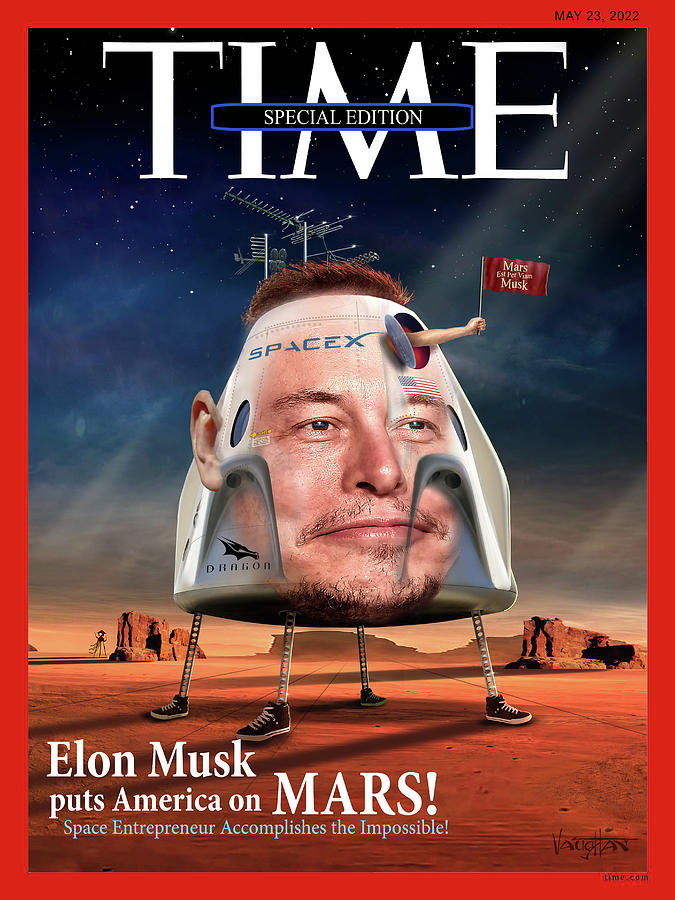 Elon Musk - hurrah - Time Mag Digital Art by James Vaughan | Pixels