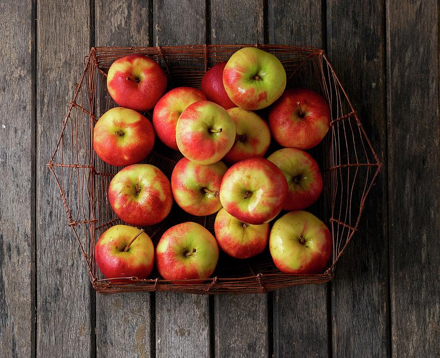 Elstar Apples In A Wire Basket seen From Above Photograph by Ludger Rose