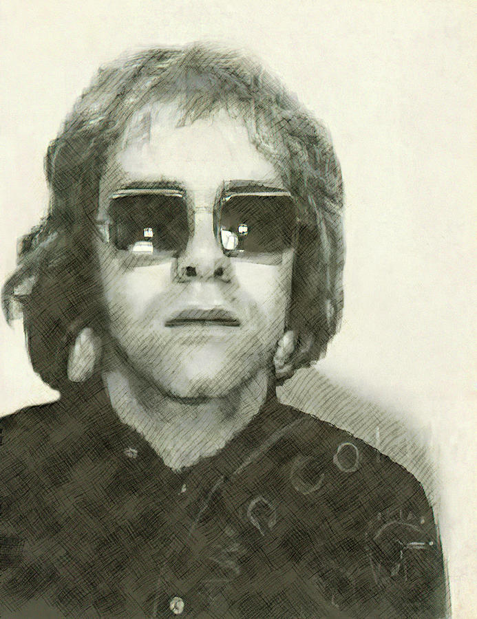 Elton Digital Art - Elton John Passport Photo 1972 by Daniel Hagerman Elton Digital Art - Elton John Passport Photo 1972 by Daniel Hagerman