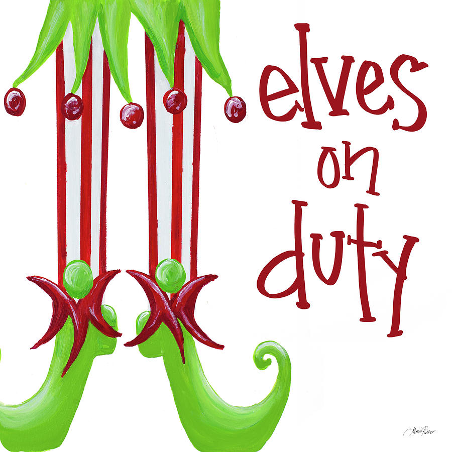 Christmas Painting - Elves On Duty Square by Gina Ritter