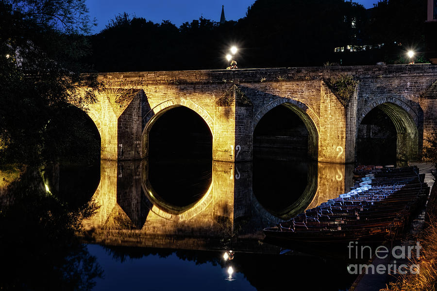 Durham Photograph - Elvet Bridge at Night Durham by Ann Garrett