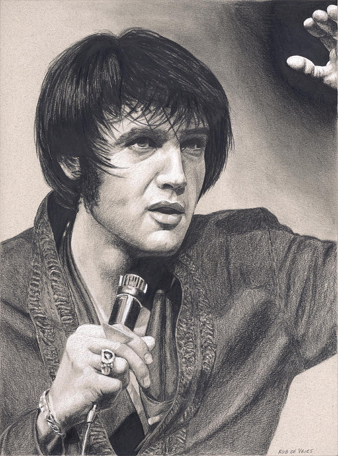 Elvis in Charcoal #186 Drawing by Rob De Vries