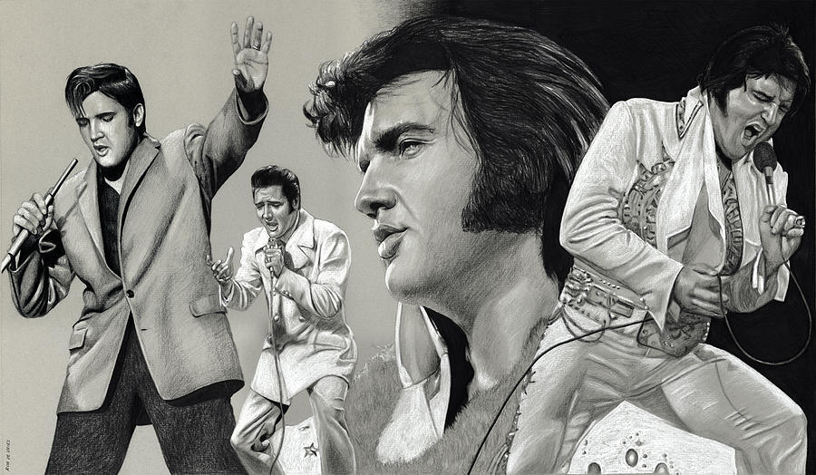 Elvis in Charcoal #187 Drawing by Rob De Vries