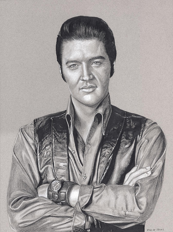 Elvis in Charcoal #203 Drawing by Rob De Vries