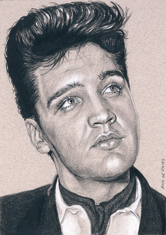 Elvis in Charcoal #205 Drawing by Rob De Vries