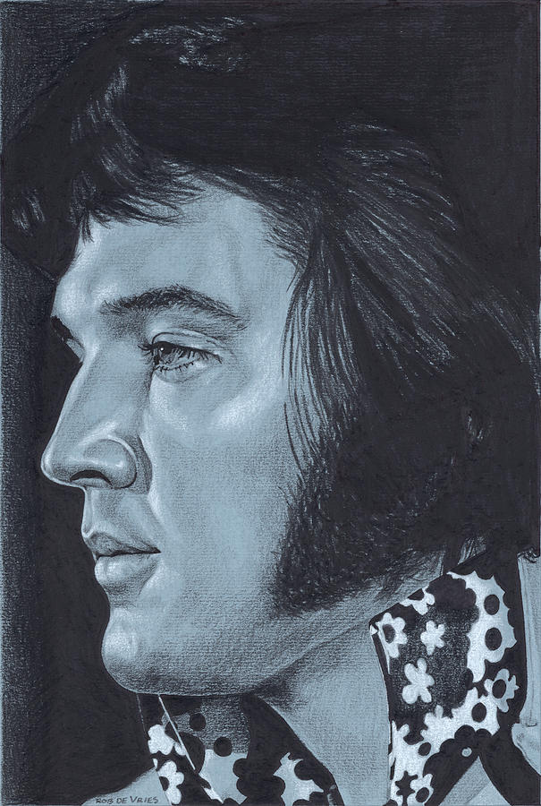 Elvis in Charcoal #207 Drawing by Rob De Vries