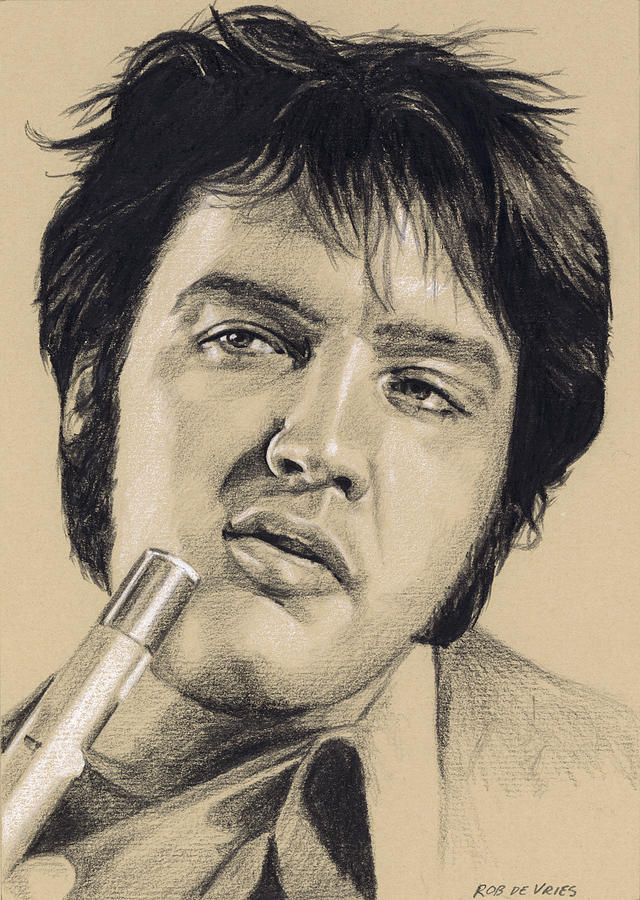Elvis in Charcoal #209 Drawing by Rob De Vries