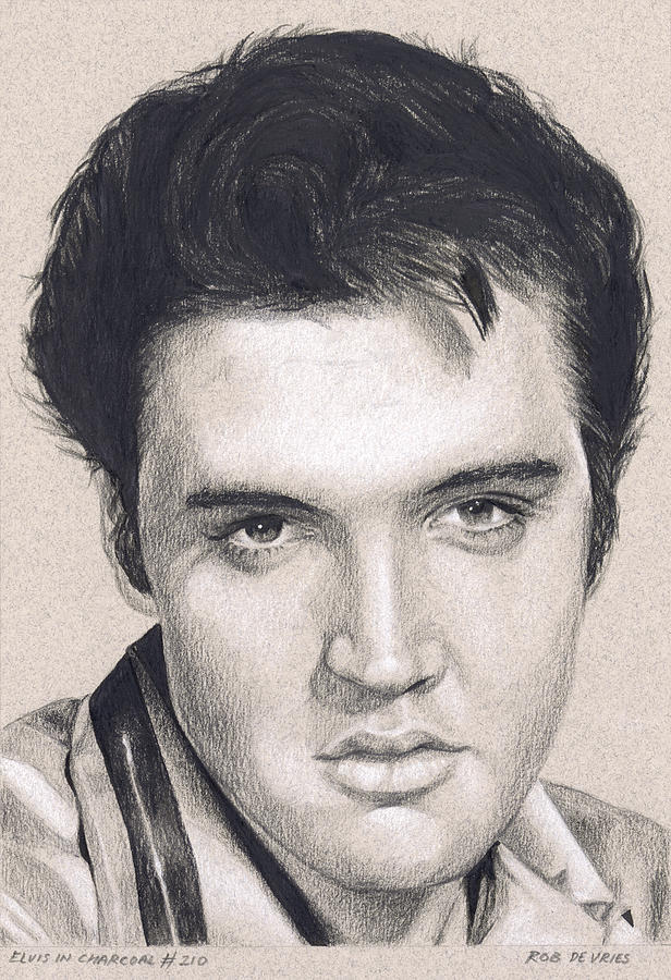 Elvis in Charcoal #210 Drawing by Rob De Vries