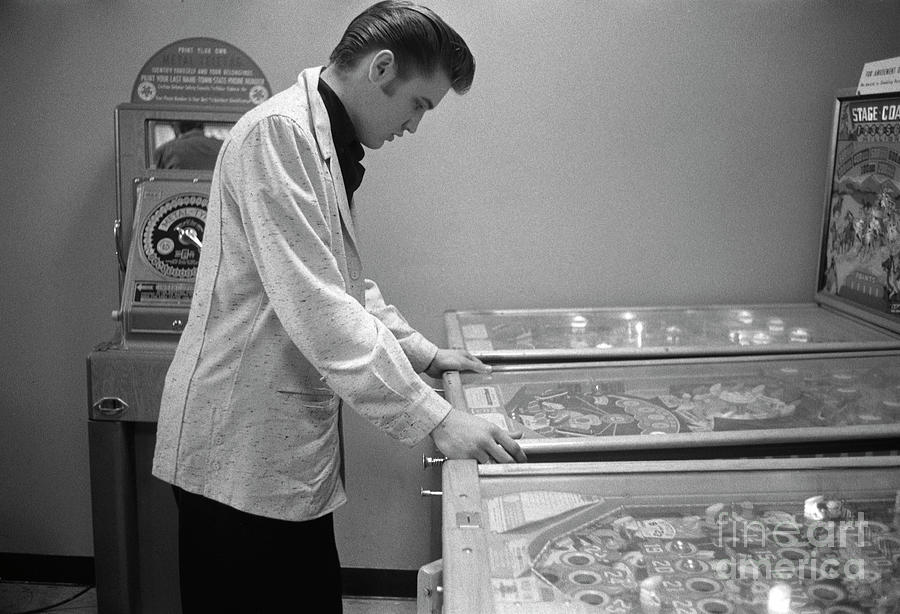 Elvis Presley Playing Pinball 1956 Photograph