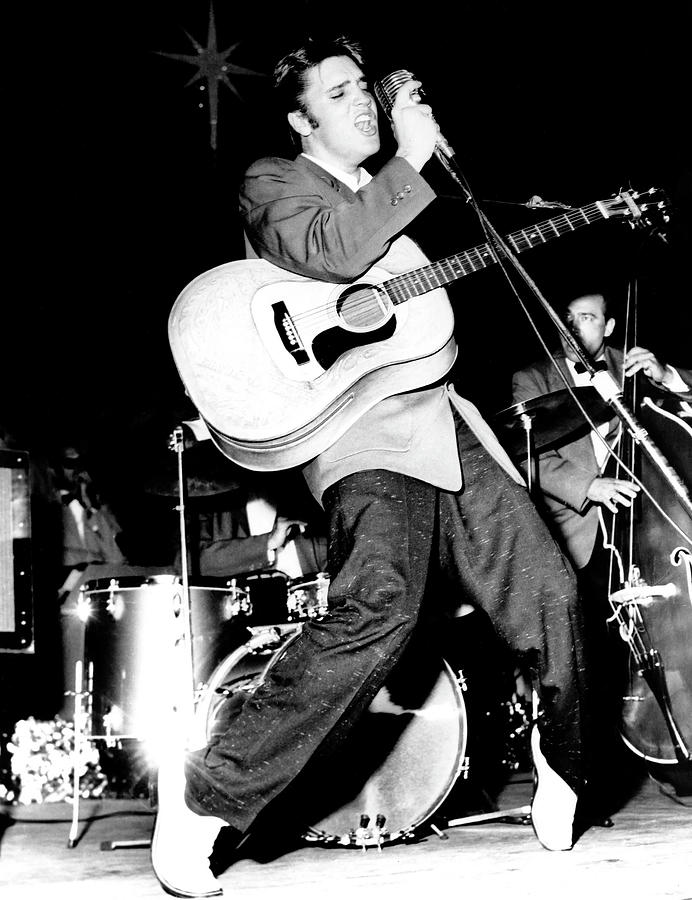 Rock And Roll Photograph - Elvis Presley Rocking Out On Stage by Charles Trainor
