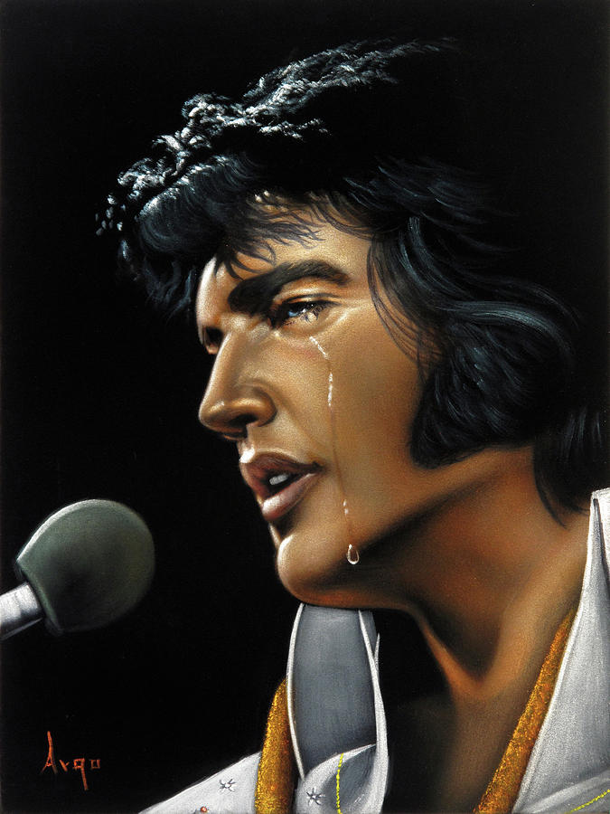 Elvis Presley The King Portrait Vegas White Jumpsuit Oil