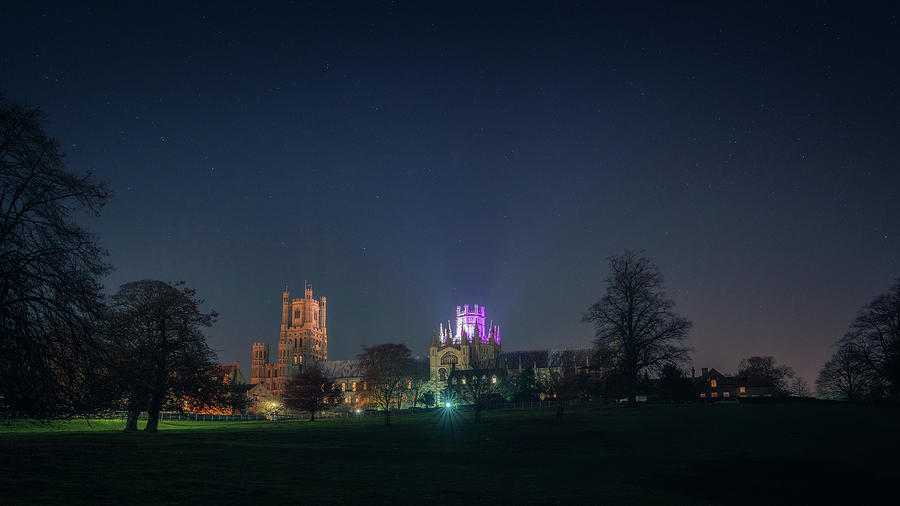 Ely Cathedral lit purple Photograph by James Billings